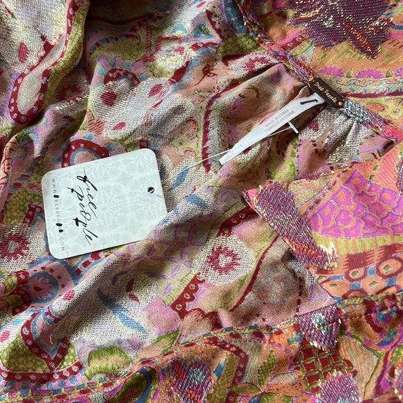 NWT Free People Paisley Chiffon Maxi Dress Silk Blend Small - Picture 7 of 15